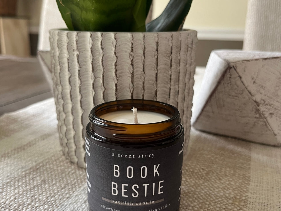 Book Bestie, Bookish Candle, Strawberry Sugar + Tahitian Vanilla