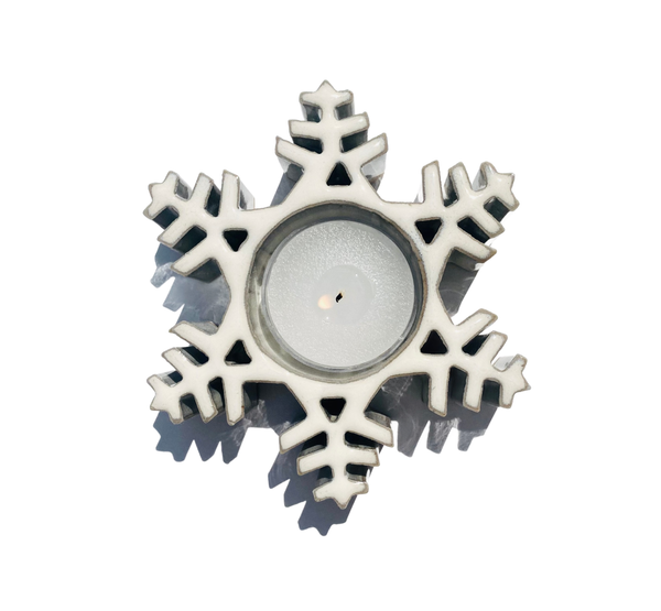 Snowflake Tealight - Holiday Stoneware Pottery