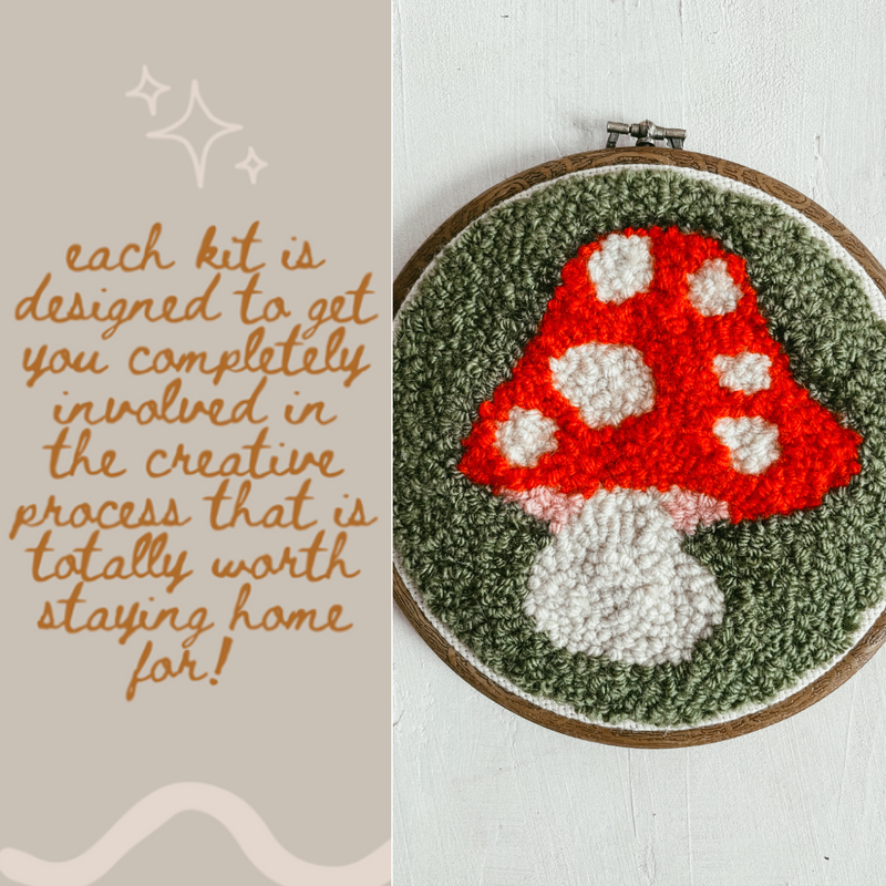 Mushroom Beginner DIY Punch Needle Kit