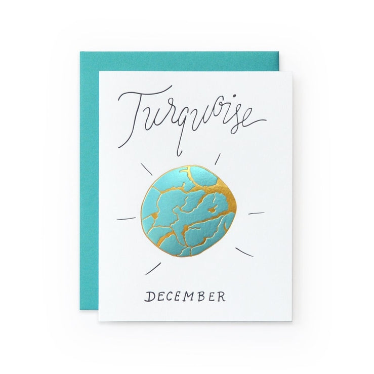 Turquoise December Birthday Card