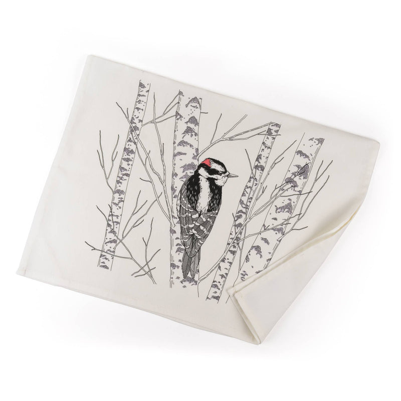 Downy Woodpecker Tea Towel