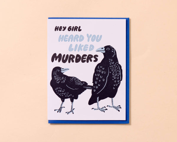 True Crime Halloween Crows Letterpress Greeting Card