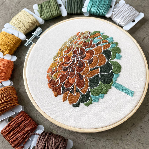 Zinnia No. 2 (5") DIY Embroidery Kit