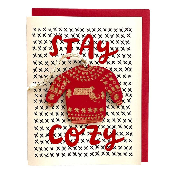 Stay Cozy Massachusetts Ornament and Card