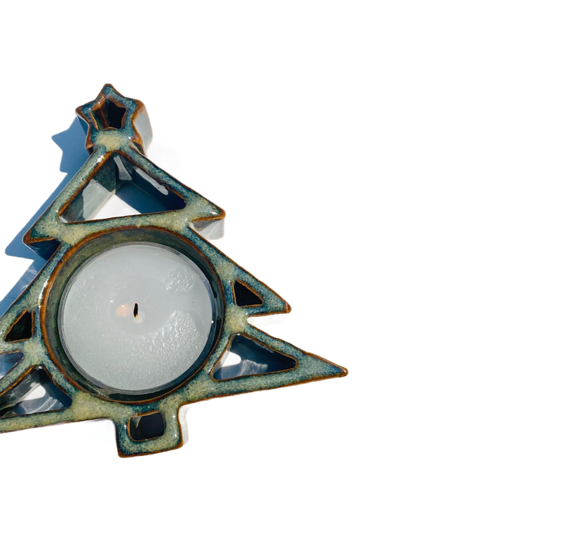 Christmas Tree Tealight - Holiday Stoneware Pottery