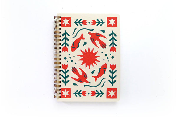 Folk Flower Coil Notebook, MD