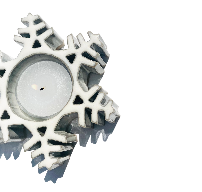 Snowflake Tealight - Holiday Stoneware Pottery