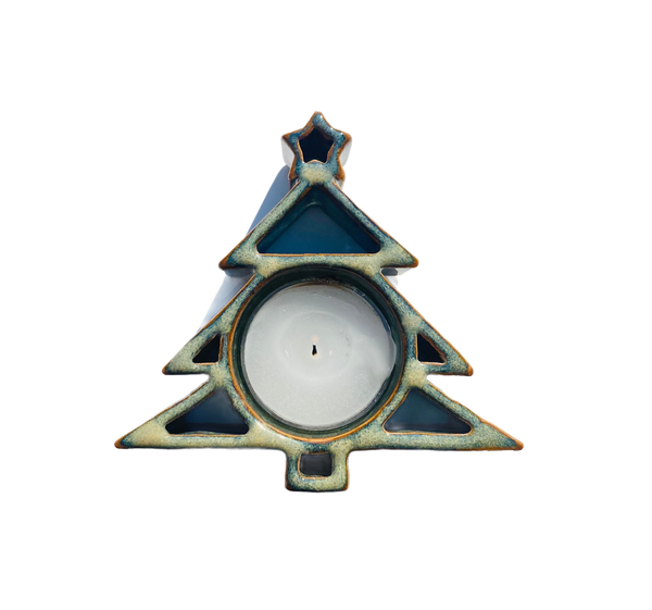 Christmas Tree Tealight - Holiday Stoneware Pottery