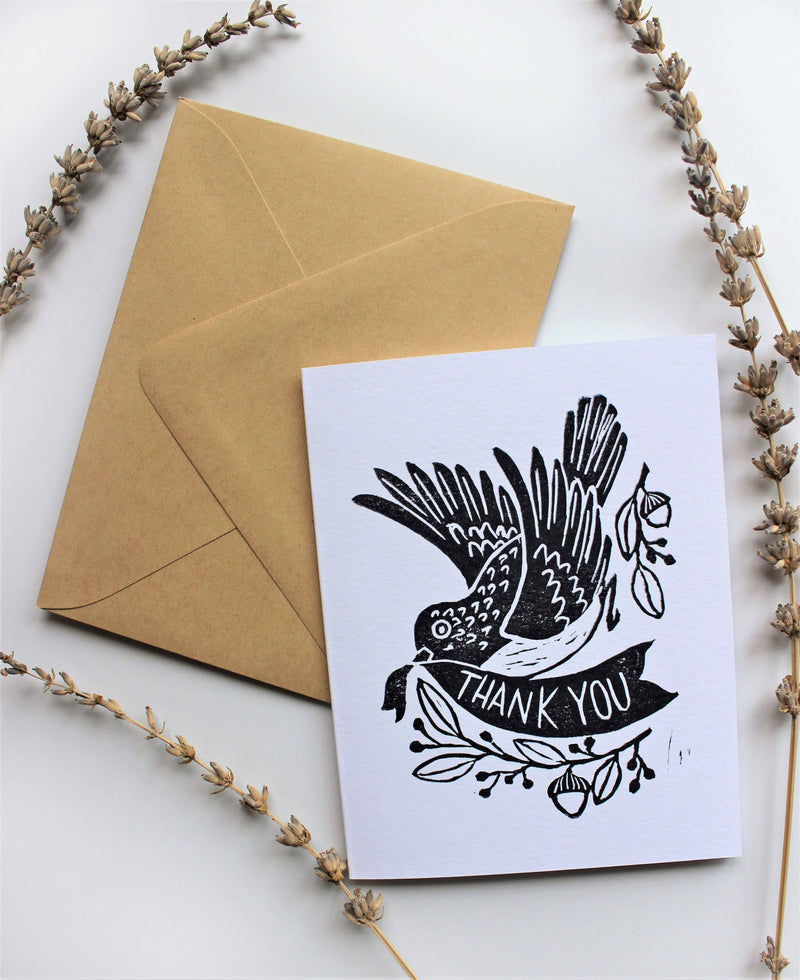 Block Printed Greeting Card - Thank You