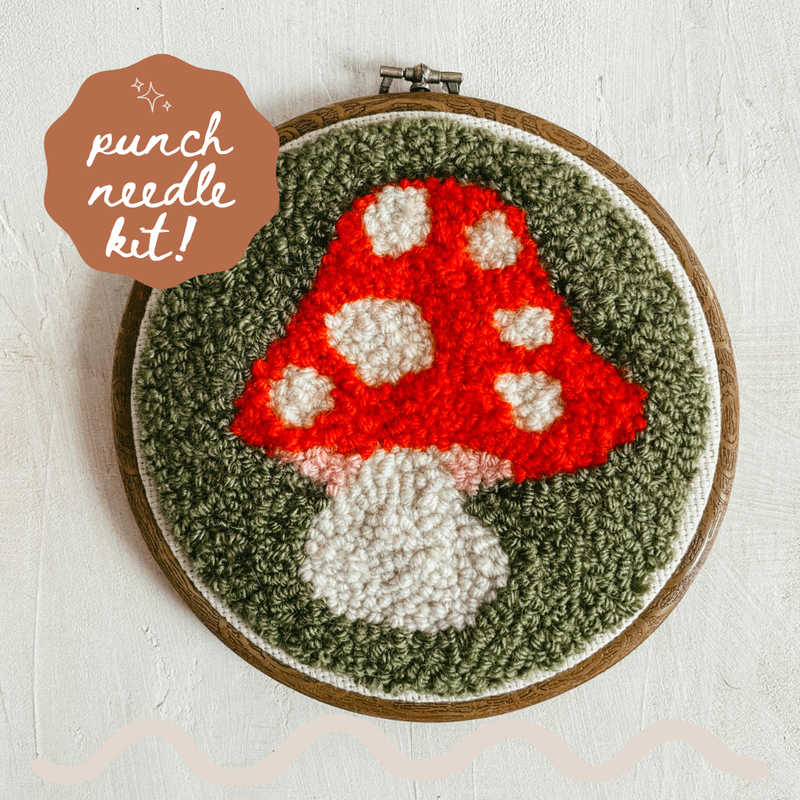 Mushroom Beginner DIY Punch Needle Kit