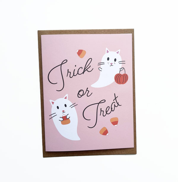 Trick or Treat Cat Ghost Card