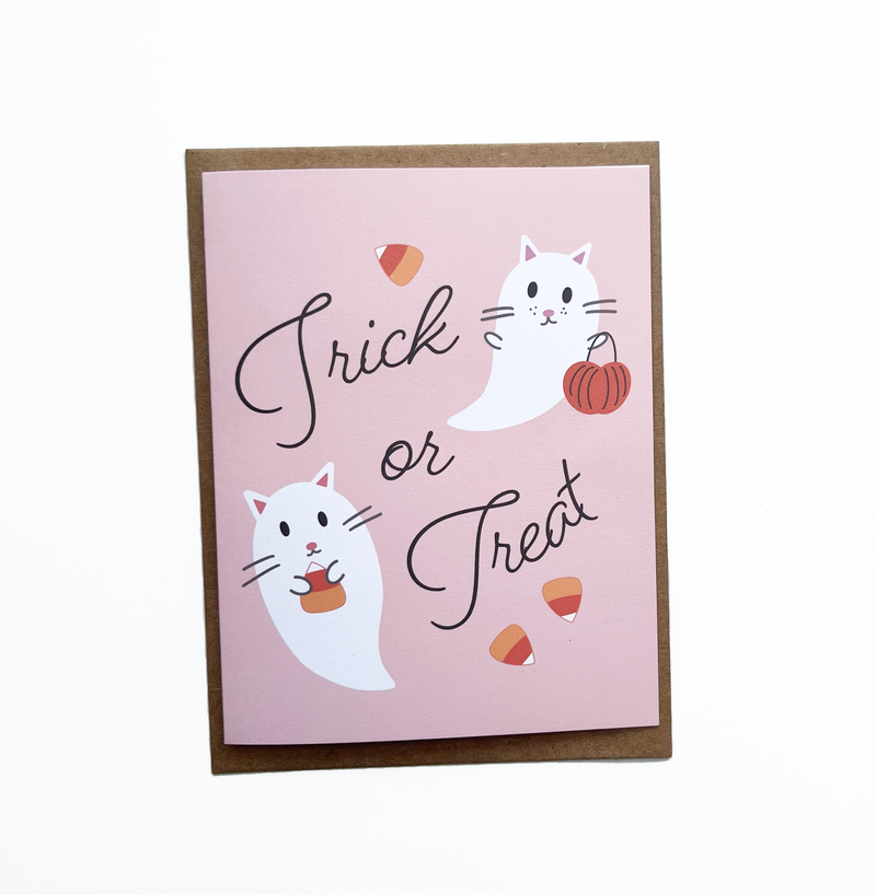 Trick or Treat Cat Ghost Card