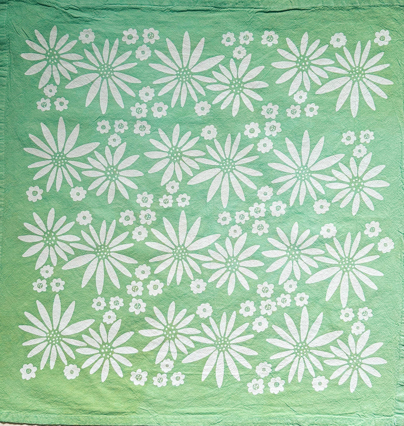 Floral on Green Tea Towel - 100% Cotton