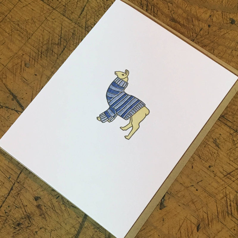 Llama Sweater Letterpress Card