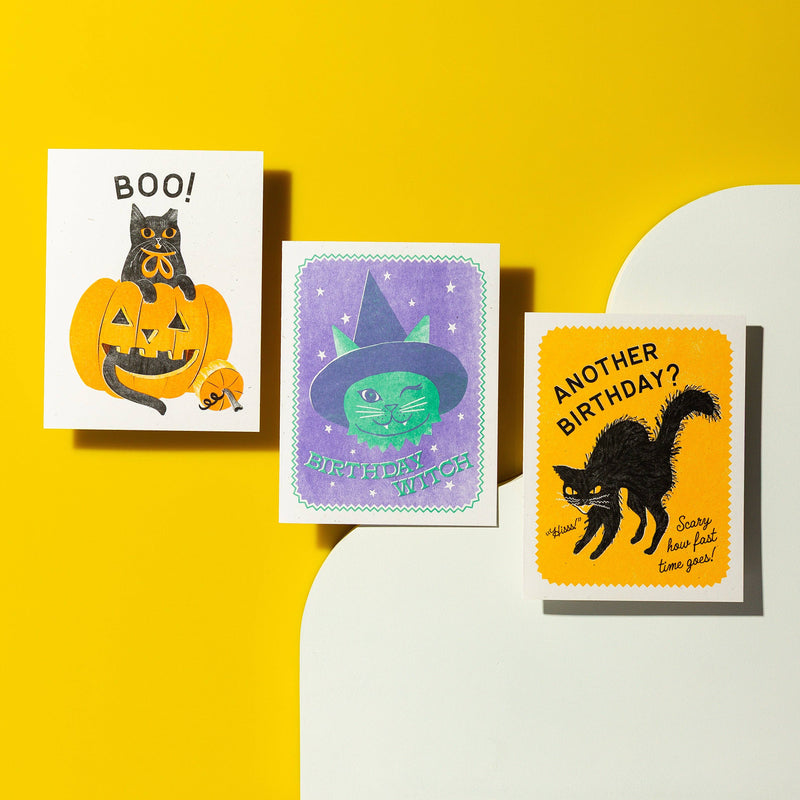 Boo! Cat and Pumpkin Card