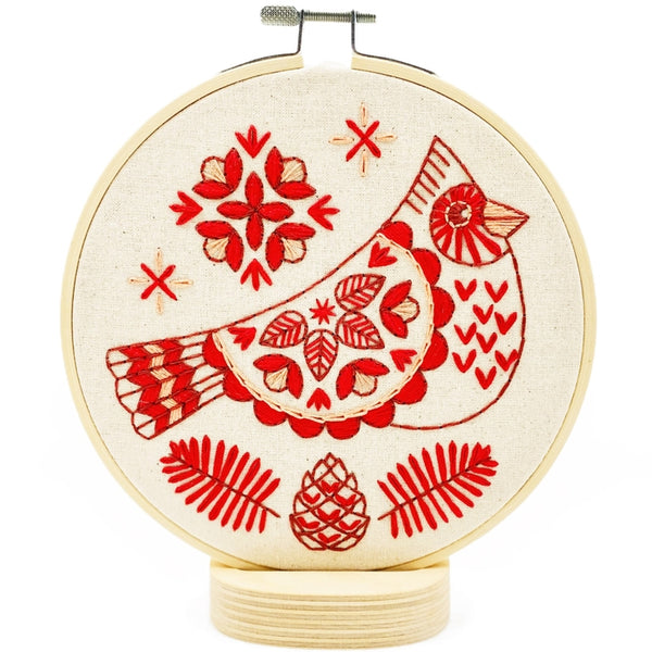 Folk Cardinal Embroidery Kit