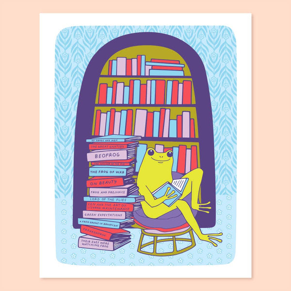 Book Froggy Print - 8 x 10 Art Print