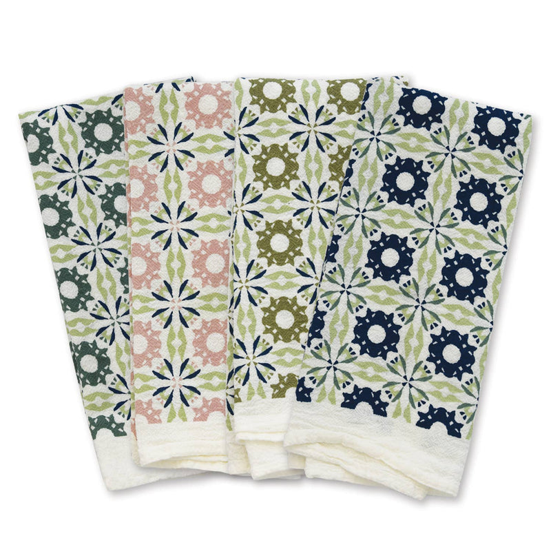 Cool Mix Woodblock Chicory Napkins / Set of 4