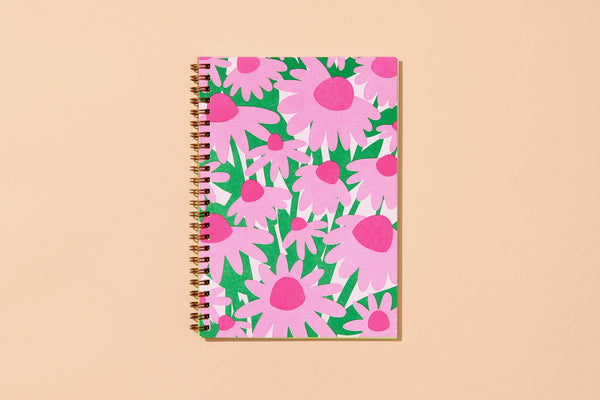 Coneflower Wildflower Letterpress Spiral A5 Notebook