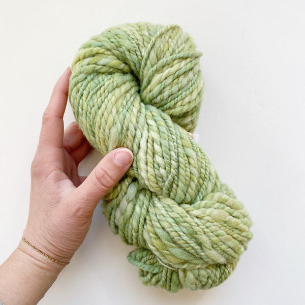 Spring Green Hand-Spun Bulky Targhee Wool Yarn