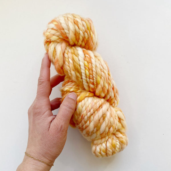 Orange Hand-Spun Extra Bulky Merino Wool Yarn