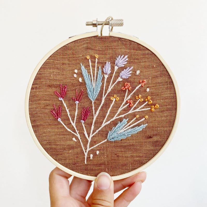 Folk-Style Floral Hand-Stitched Embroidery