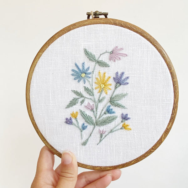 Folksy Floral Hand-Stitched Embroidery