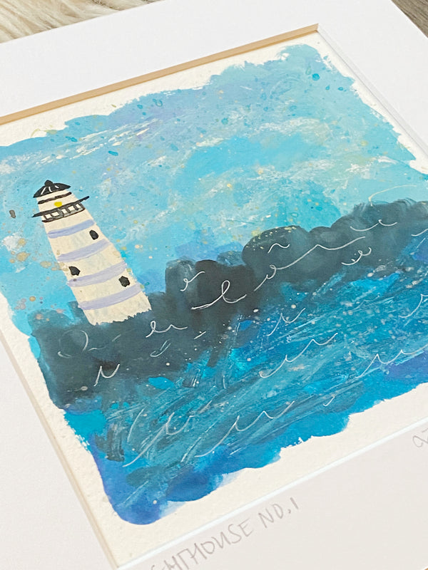 Lighthouse No. 1 Limited Edition Painting, 8"x8"