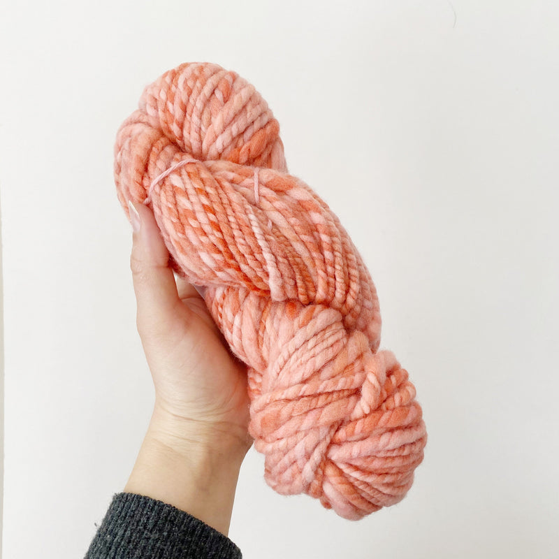 Coral Pink Bulky Targhee Wool Handspun Yarn