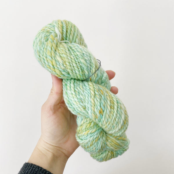 Bright Spring Green Corriedale Hand-Spun Wool Yarn