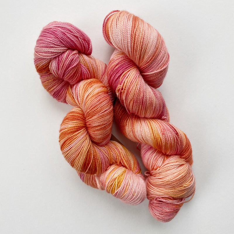 Pink Sunset Hand-Dyed Superwash Merino Sock Yarn