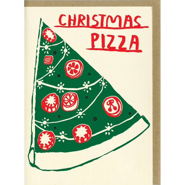 Christmas card with pizza tree