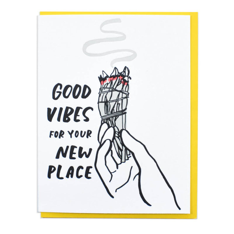 Good Vibes Card - white with black lettering
