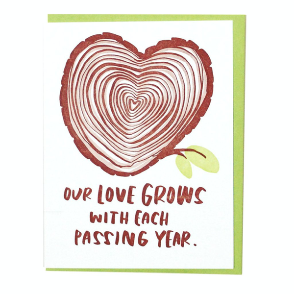 Greeting Card with Heart Shaped Tree Rings