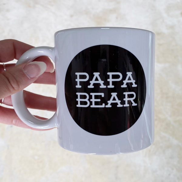 Papa Bear Mug white with black design