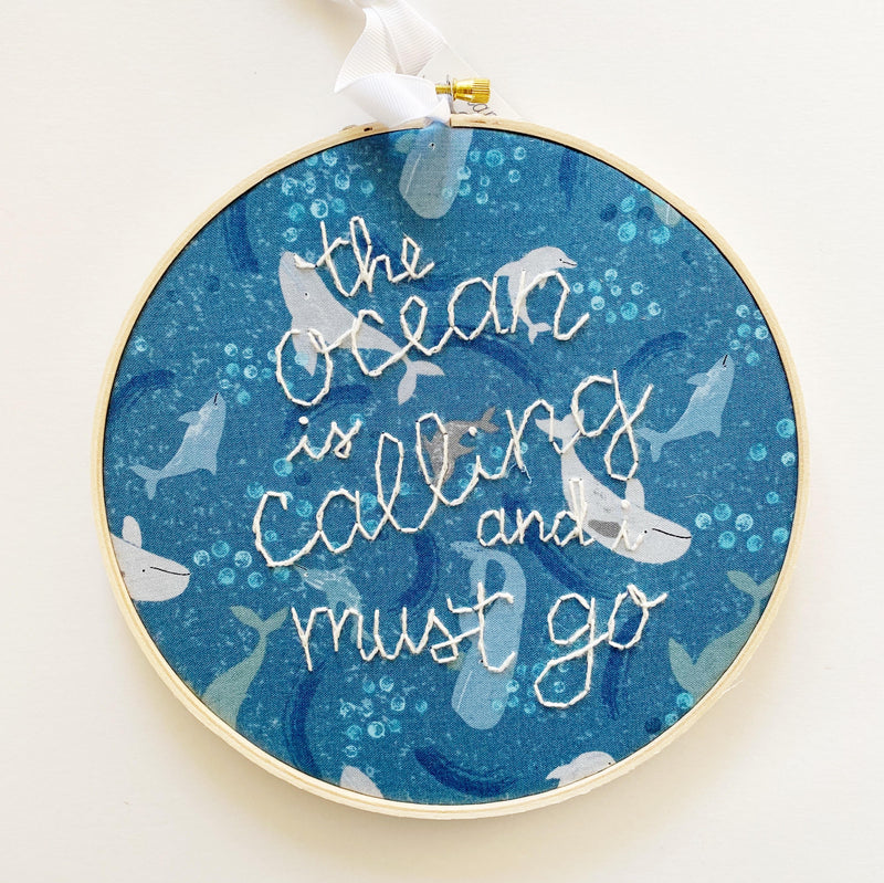 The Ocean is Calling Hand-Stitched Embroidery Decor