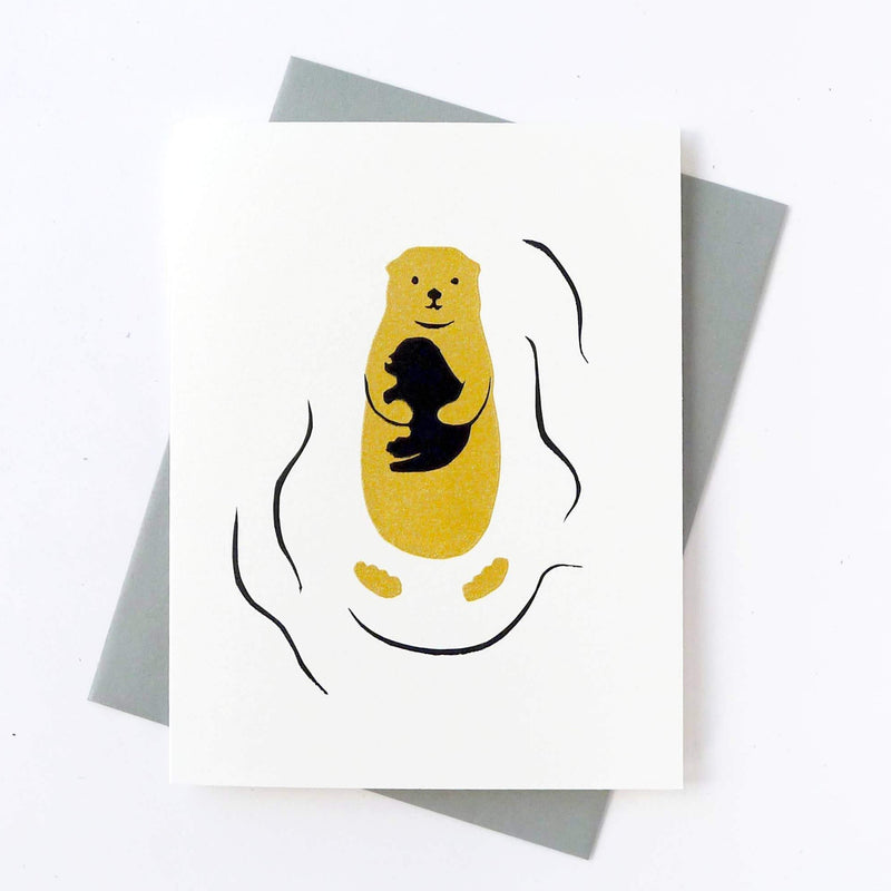 Otter Baby with otter parent Greeting Card