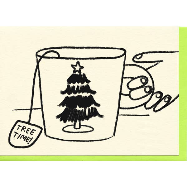 Christmas card with mug and tree