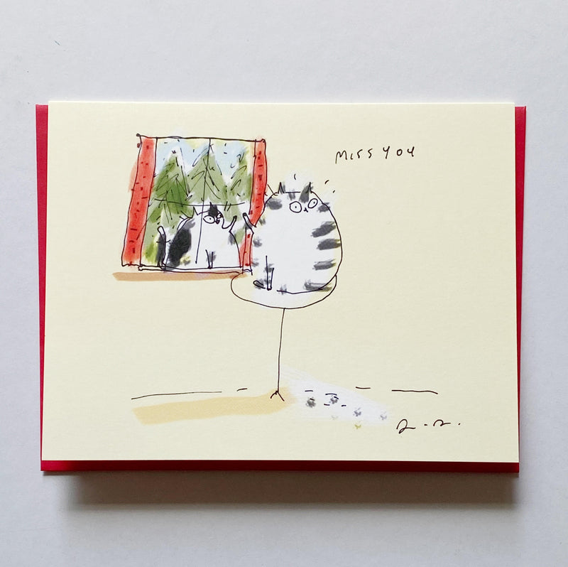 Miss you cat greeting card